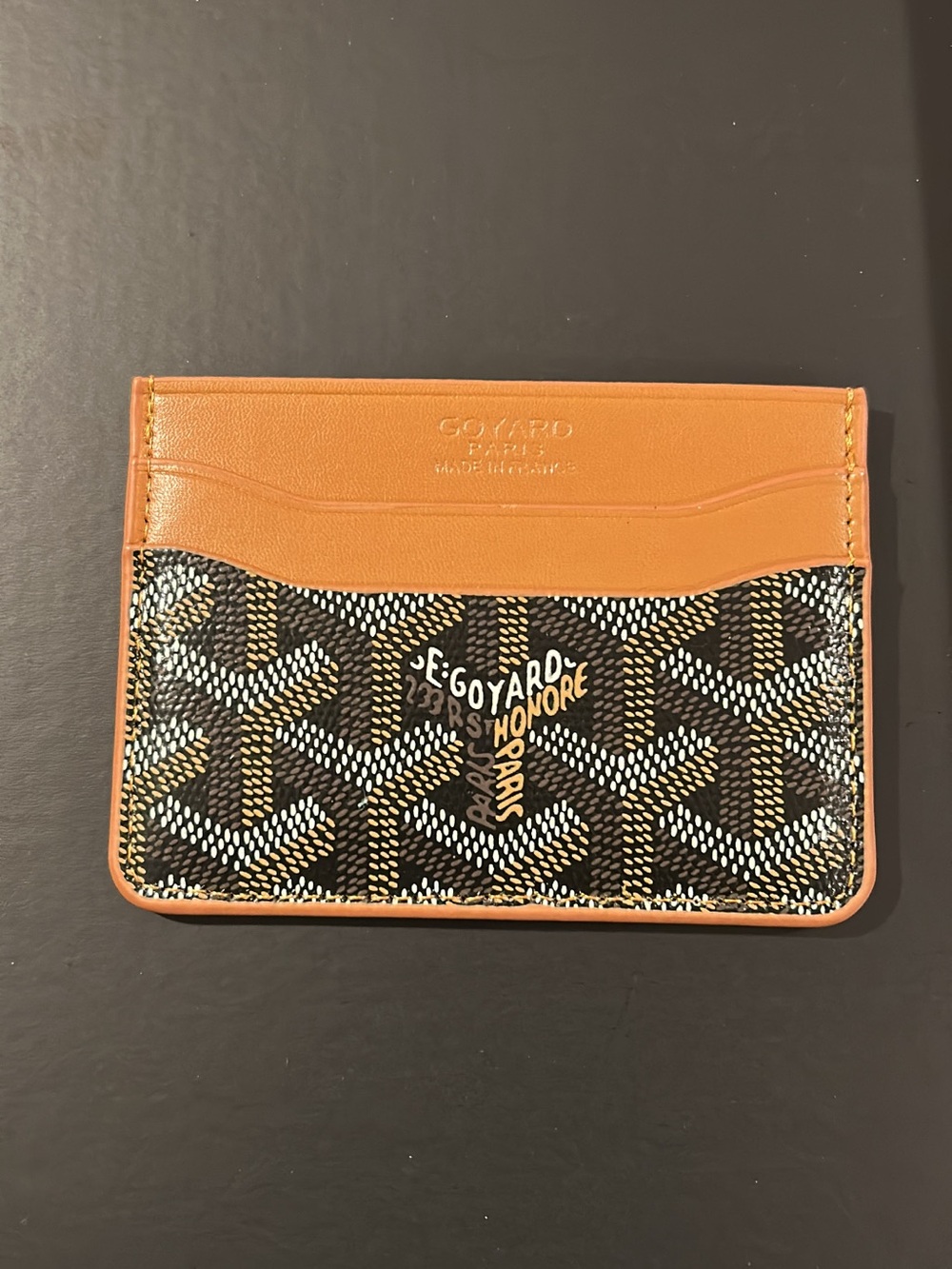 Goyard Brown Leather & Black Goyardine Card Holder - Picture 2 of 5